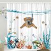 Funny Cat Shower Curtain Cool Cat Riding Shark Seagull On Ocean Sea Blue Waves Kids Creative Design Bathroom Curtain Polyester