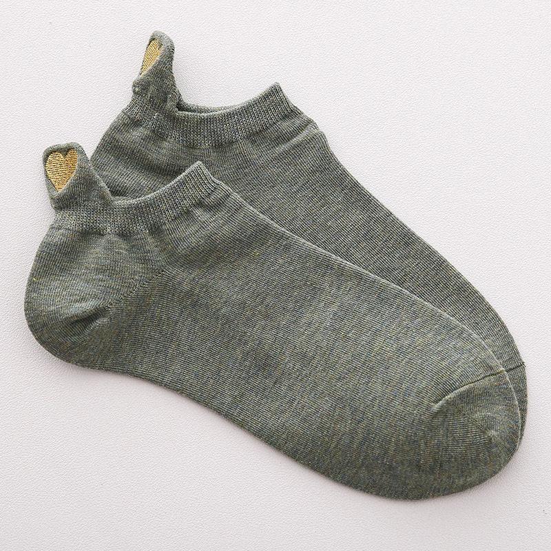 Cute Embroidery Love Heart Socks Fashion Funny Sokken Heel With Glitter Gold Silk Red Heart Ankle Socks Dropship