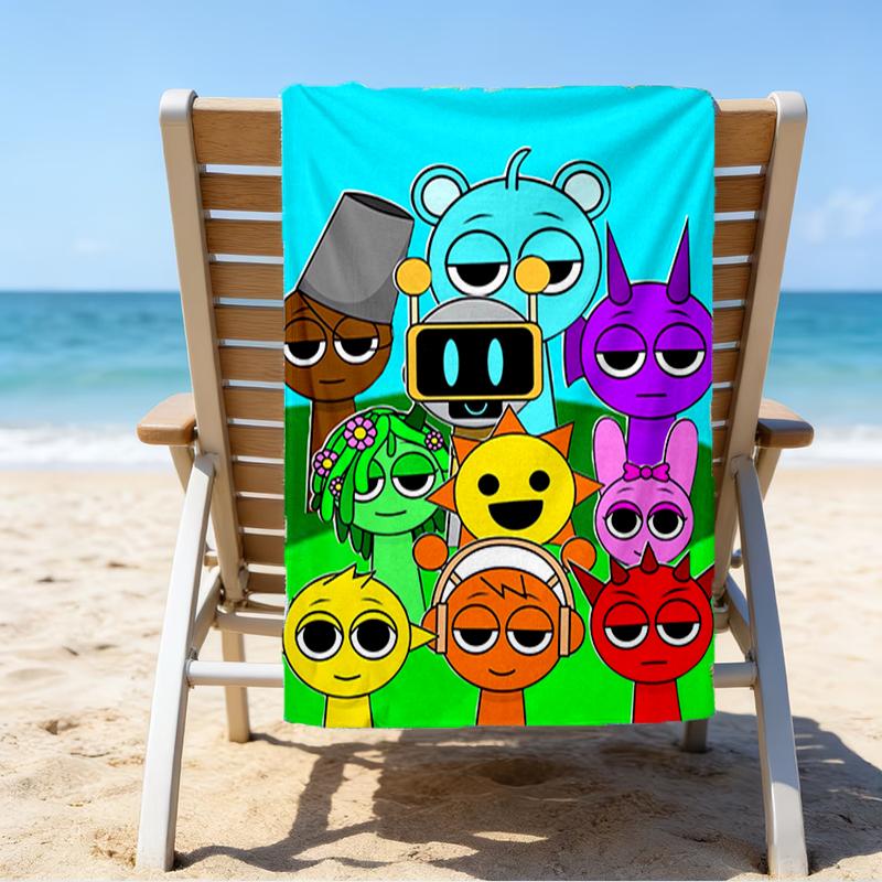 Ultra-Soft Beach Towel with Sprunki Theme,Ideal for Pool - Camping, Diving - Perfect Travel Essential, Vibrant Beach Towel.
