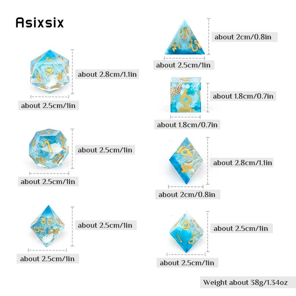 7 шт. синий золотой номер с острыми краями, смоляные кубики, многогранные кубики, подходящие для ролевых ролевых игр, настольная игра