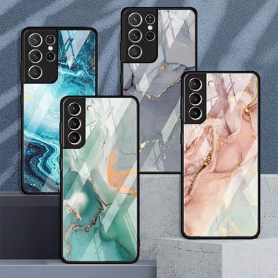 Роскошный крутой стеклянный чехол с мраморным узором для Samsung Galaxy S22 S20 FE S21 Plus, чехол для телефона S10 5G S9 Note 20 Ultra 10 Lite Shell