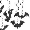 30 Pcs Halloween Hanging Swirl Decoration Sparkly Black Bat Hanging Streamers Ceiling Spirals Ornament for Home Room Bathroom Decor