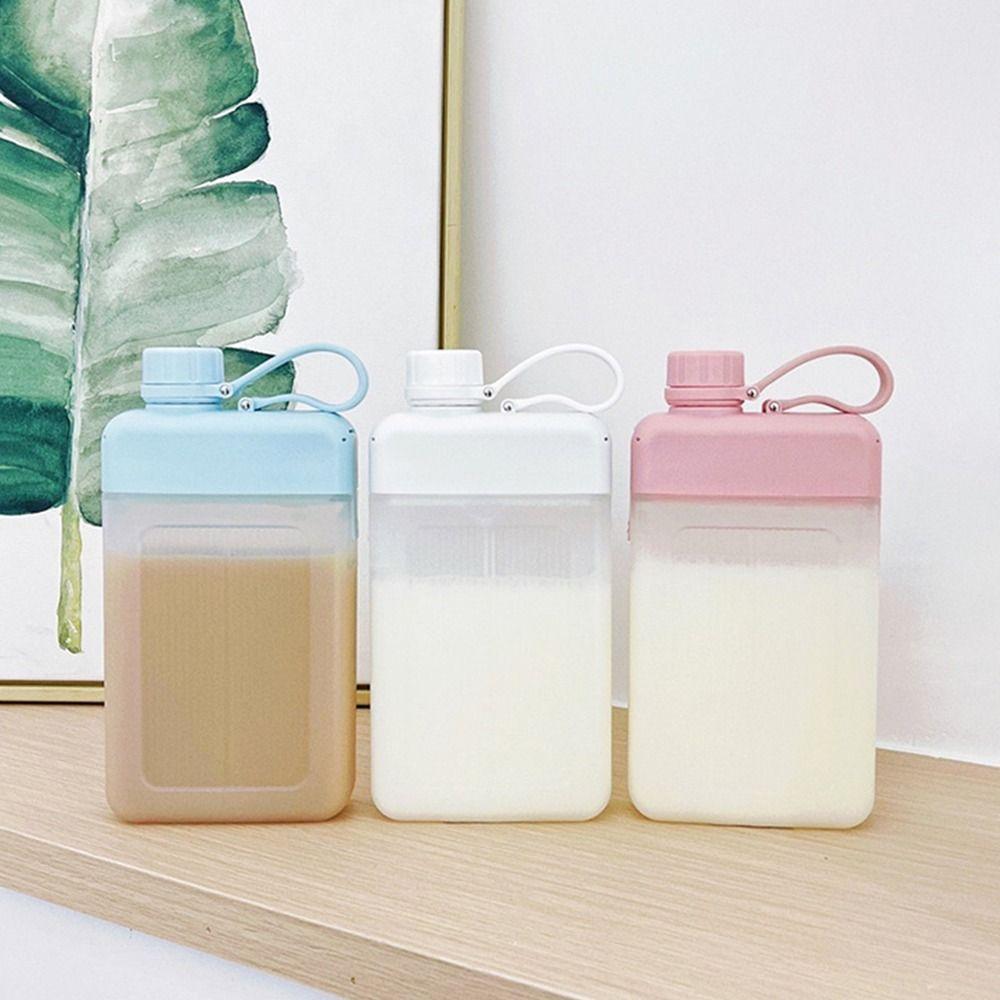 450ML Portable Reusable BPA Free Drink Bottle Plastic Flat Water Bottle Juice Cup