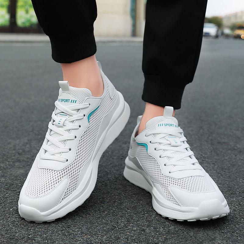 Белый Полый Дышащий Сетчатый Верх Мужские Повседневные Кроссовки Низкая Цена Уличные Атлетические Простые Легкие Удобные Мужские Спортивные Туфли