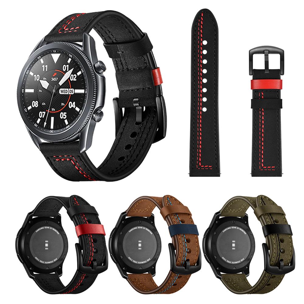 Кожаный ремешок со швом для Samsung Galaxy Watch 3 45мм 41мм SM-R850 SM-R840 Ремешок для Samsung watch3 Active 2 Браслет Ремешок для часов