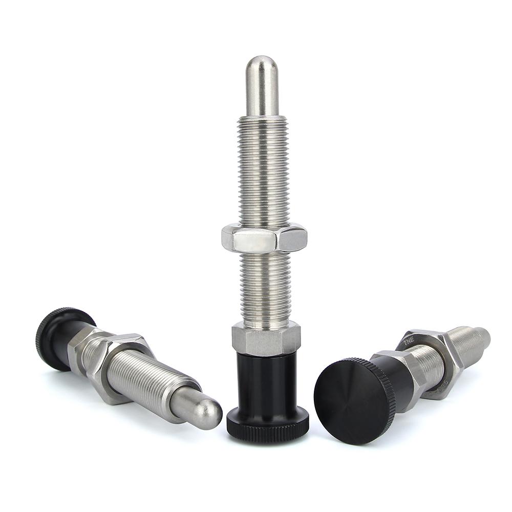 Black/Gold Aluminum Knob M16 Locating Pins Return Type/Self-Locking Stainless Steel Long Threaded Indexing Plungers With Nut