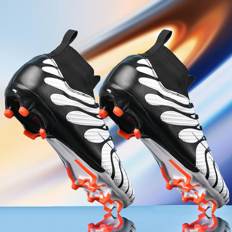 HOHO FAIR Soccer Shoes Large Size 35-45 Men's/Children's High-top Long-nailed Outdoor Anti-slip Football Boots