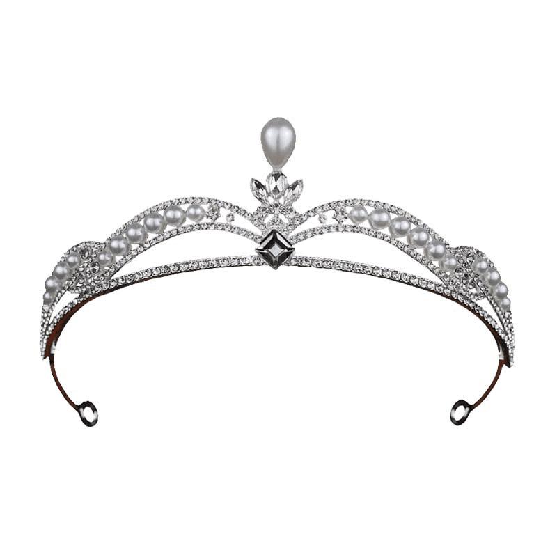 Корона Невесты Головной Убор Кристальная Повязка для Волос Корона на День Рождения Жемчужный Аксессуар для Волос Корона для Волос Аксессуары для Фото и Портретов Стиль Легкой Роскоши