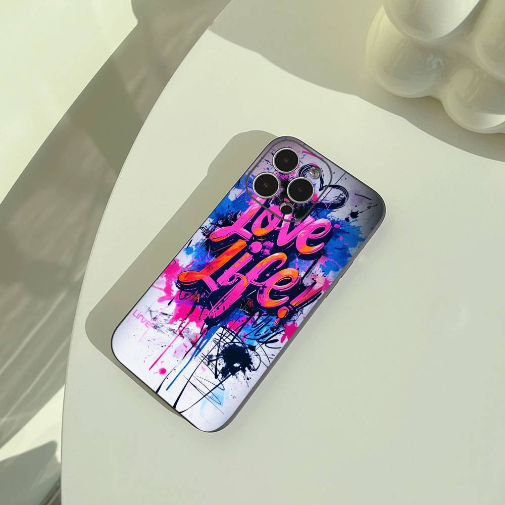 Крутой - Цветной Граффити Чехол для Телефона Для iPhone 17,16,15,14,13,12,11 Pro Max,16Plus,XS Мягкий Черный Чехол