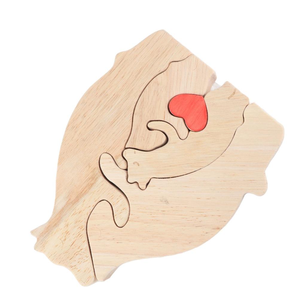 4.72x5.91x0.79in Beech Wood Bear Puzzle Ornament Cabinet Surface Layout Craft