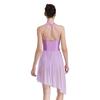 Women Applique Lyrical Contemporary Dancewear High-Low Mesh Splice Skirted Fancy Skating Costume Ballet Dresses Dancing Party
