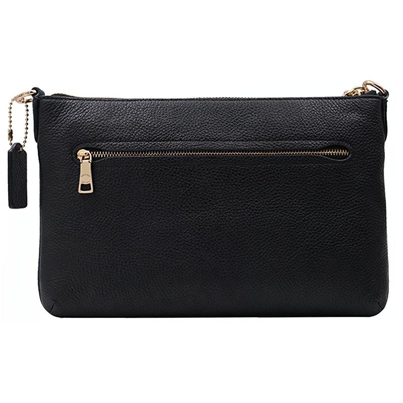 COACH Polly 26 turn-lock zipper cowhide shoulder bag medium women's black