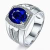 Men's Hot-Selling Blue Diamond Imitation Sapphire Ring In 18K Gold, Adjustable.