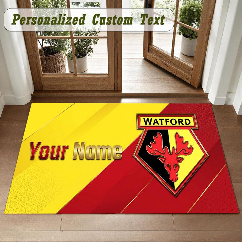Crystal Velvet Square Rug Custom NameWatford FC Pattern Non Slip Home Floor Decor Rug