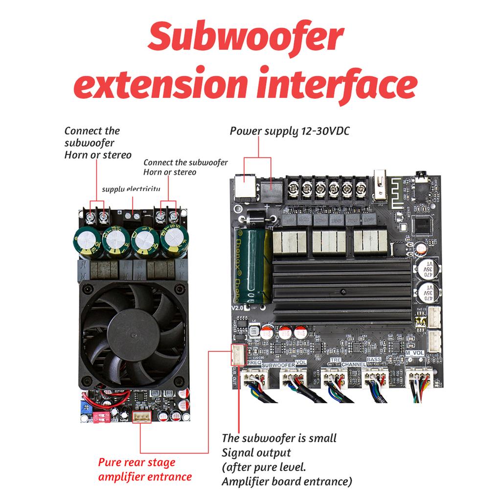 Плата усилителя мощности BT5.1 Чип TPA3221 с сабвуфером 2.1 канал 100 Вт×2+200 Вт, модуль усилителя мощности звука