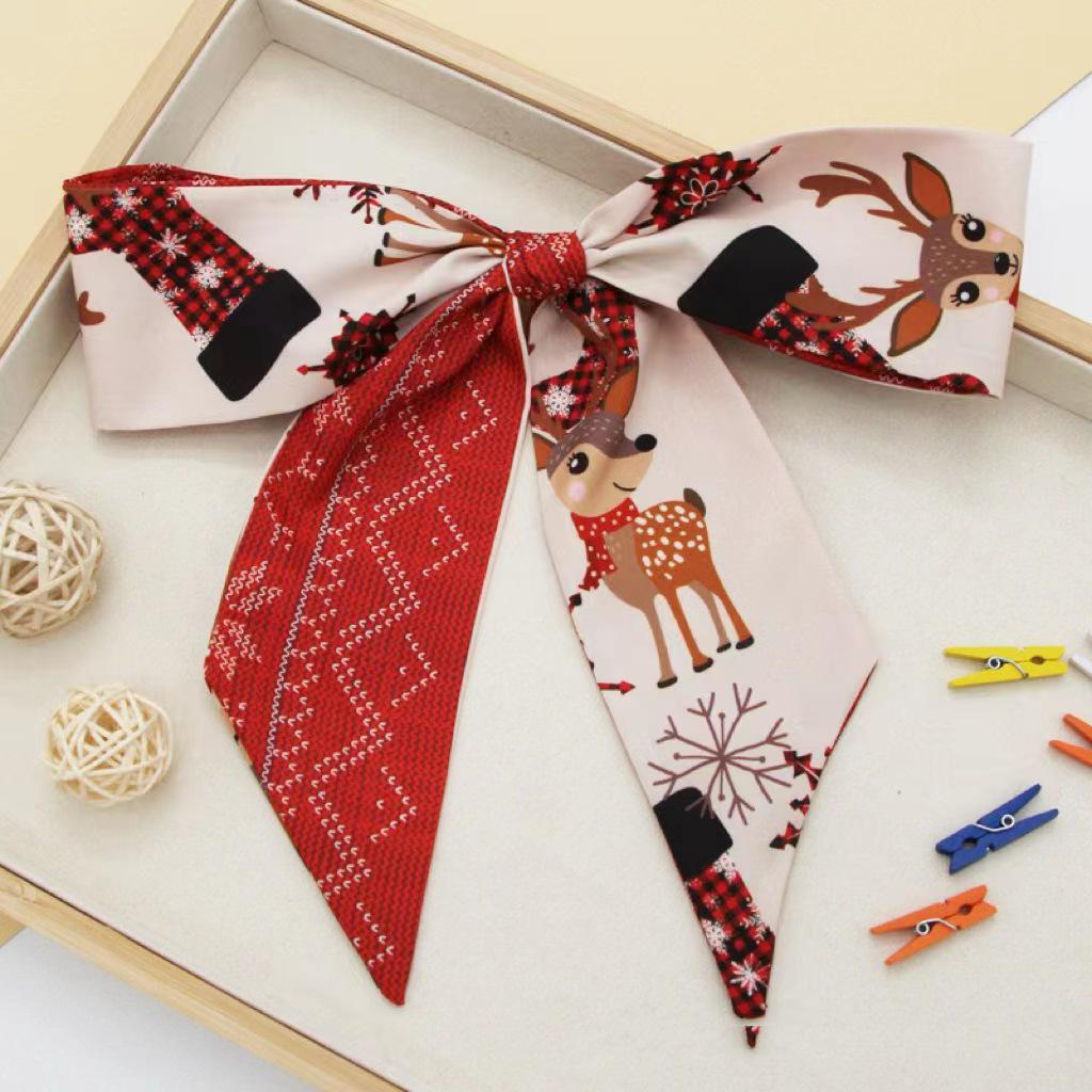 Festive Skinny Silk Scarf: Versatile Spring/Autumn Hairband & Shirt Accessory for Women