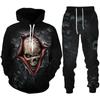 Personality Gothic Skull 3D Print Hoodie Pants Set Men/Women Funny Halloween Streetwear Clothing Suit Hip Hop 2 Pieces Tracksuit