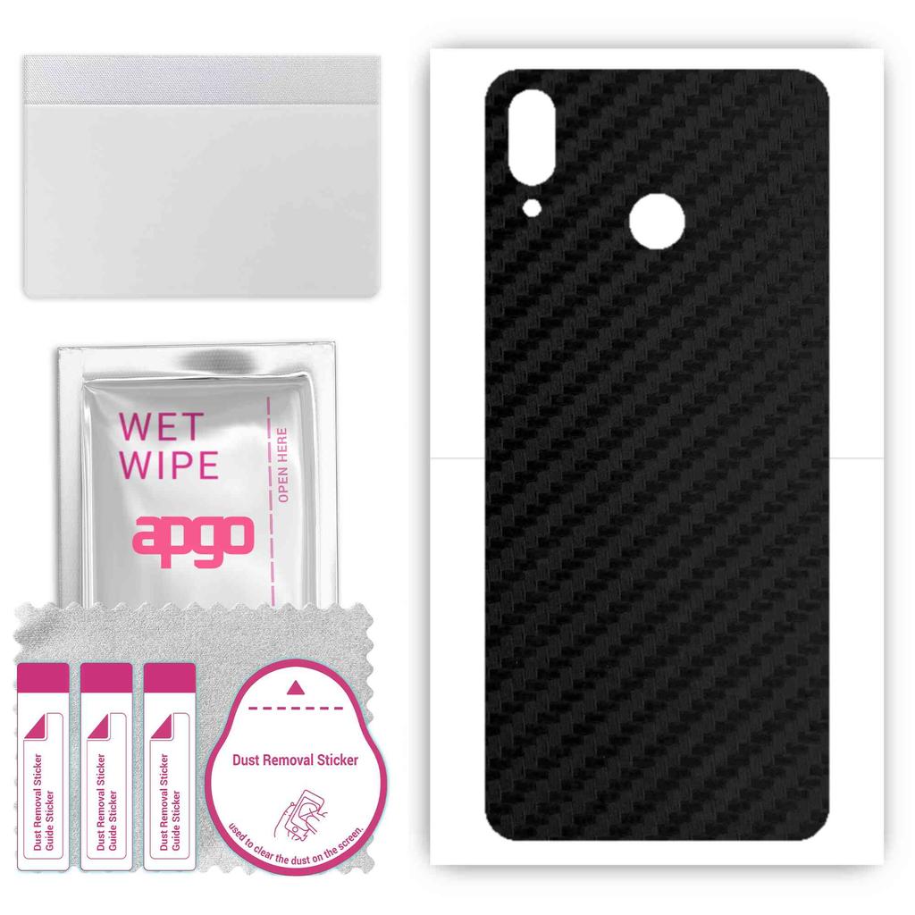 apgo Protective Skin Sticker for the Back Compatible with Honor Play, Wrap Film, Foil, Vinyl - Pattern Carbon Black