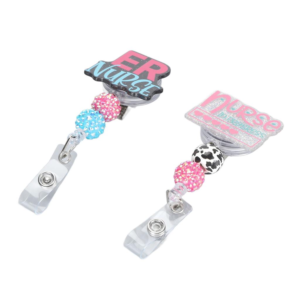 Держатель катушки для значка медсестры, выдвижной, расписанный вручную, бисерный, зажим для катушки для значка студента-медсестры для сестринского дела