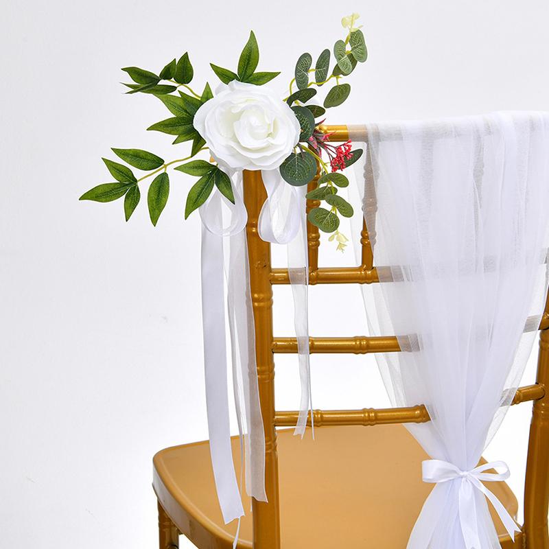 1 шт., цветок розы на стул для церкви, автомобиля, деревенская свадьба, искусственный цветок, свадебные принадлежности, пояса, узел, элегантный, 46x27 см