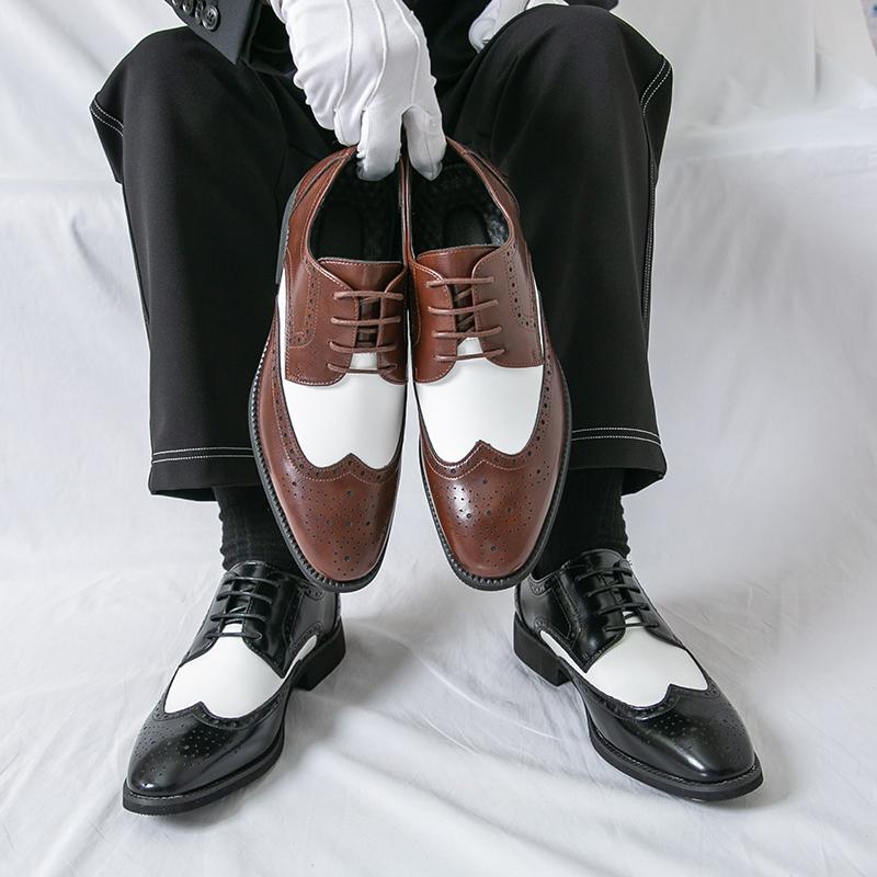 Мужские броги дерби оксфорды коричневые черные кожаные формальные деловые туфли мужские туфли для смокинга свадьбы танцев больших размеров