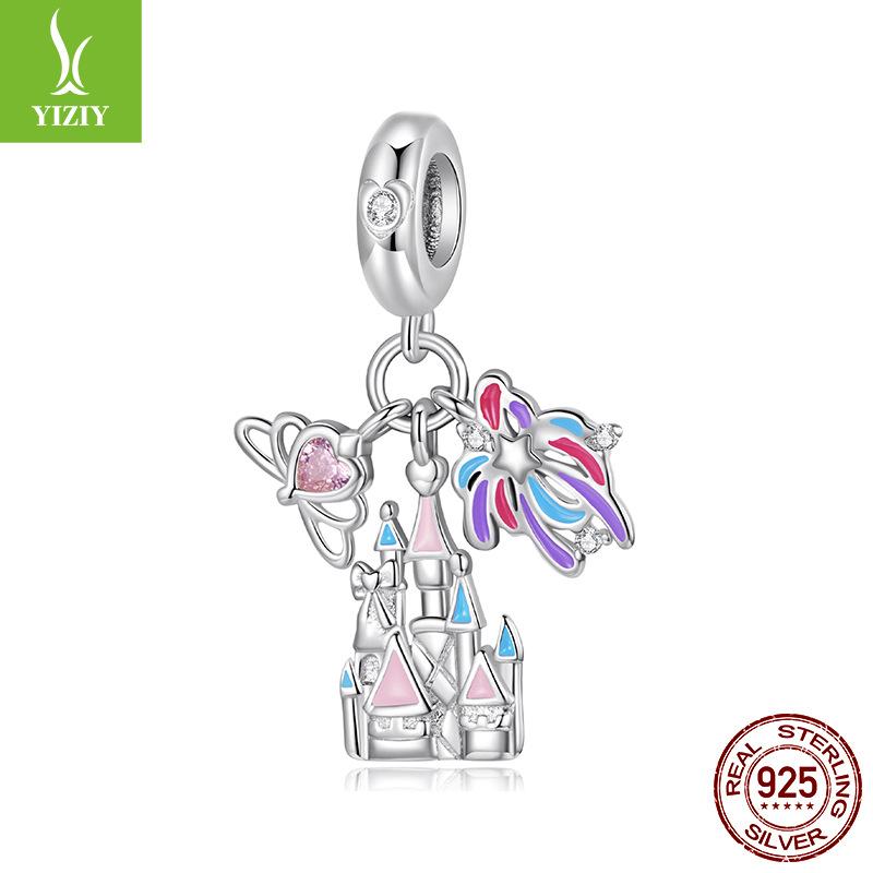 Gorgeous Fireworks Castle Diy Pendant Accessories, Dream Romance S925 Sterling Silver Bracelet Beaded