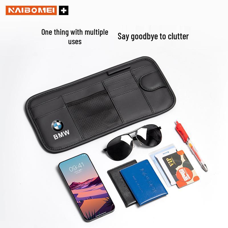 BMW Car Sunglasses Clips & Sun Visor Storage Bags for 1, 3, 5, 6, 7 Series, X1, X3, X4, X5, X6
