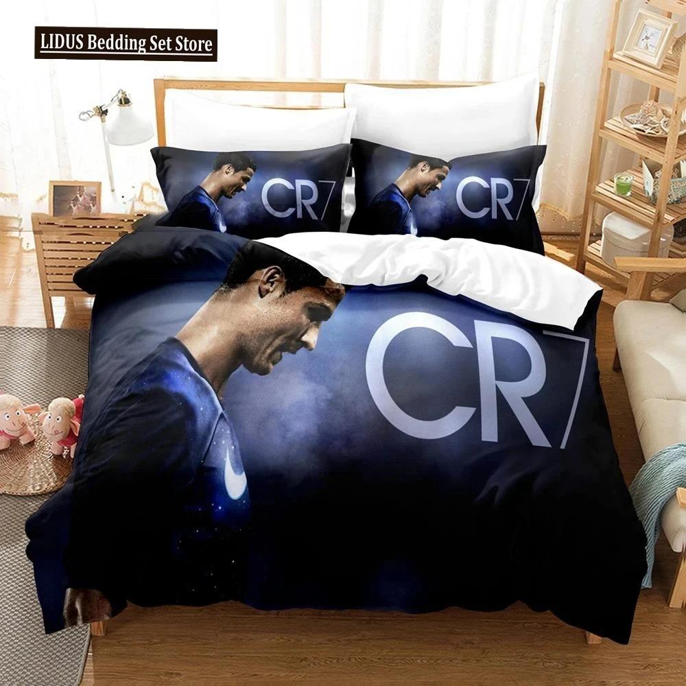 Fotbal Star CR7 Socer Beding Set Young Boys Young Girls Twin Quen Sized Dimensions Soft Duvet Cover Pilowcase Bed Young Boys Adult People Fashion Home