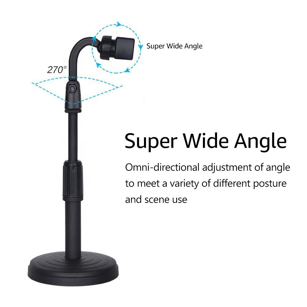 Desktop Cell Phone Stand Holder Clamp Tablet Stand Adjustable Height Portable Stable Round Base for Watching Online