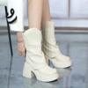 Модные универсальные ботильоны с круглым носком и толстой подошвой, женские удобные короткие ботинки на платформе и толстом каблуке, увеличивающие рост