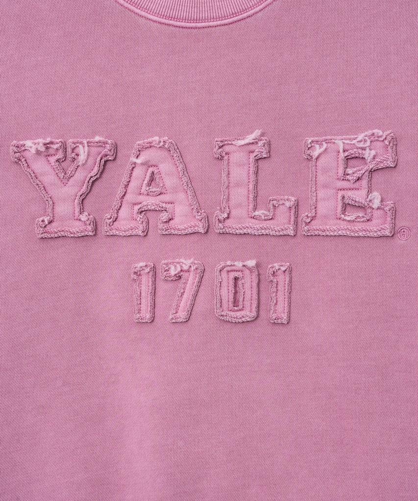 Женский укороченный свитшот YALE с пигментной аппликацией_Розовый