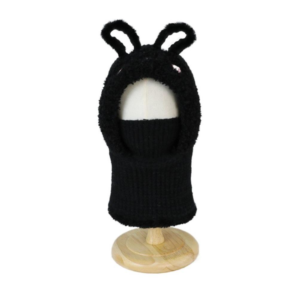 Knitted Beanie Rabbit Ear Winter Hat Plush Face Guard Neck Warmer Pullover Cap  Infant Cap