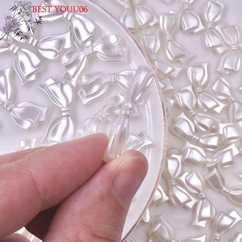 (YOUU06)10Pc White Bowknot Bow Acrylic Bead Loose Spacer Charm Bead For Jewelry Making Set DIY Bracelet Necklace Accessory