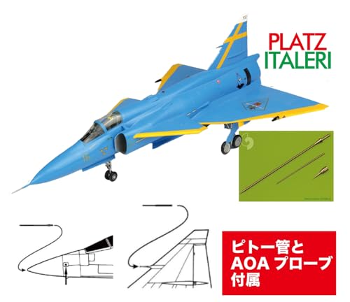 Platz/Italeri Масштаб 1/48 Шведский JA37 Jaktviggen "Blue Peter", Расцветка к 75-летию ВВС Швеции, Пластиковая модель TPA-59 с металлическим трубкой Пито