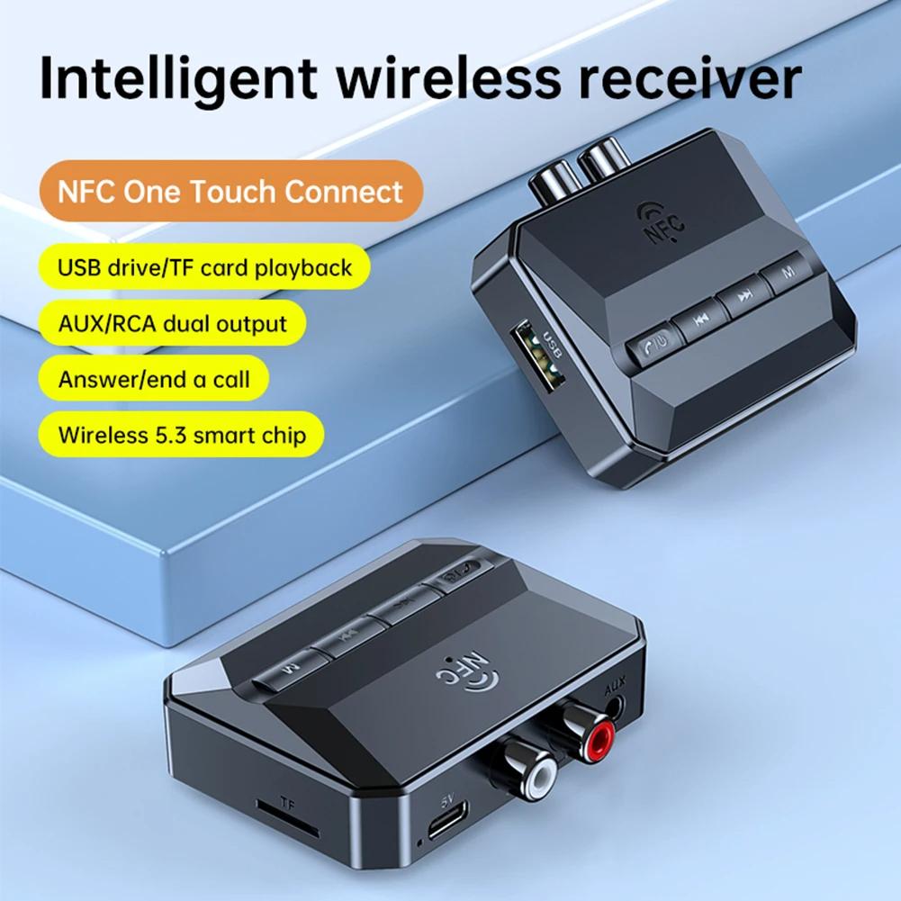 NFC Bluetooth 5.3 аудиоресивер 3,5 мм AUX R/L RCA стерео Lossless HIFI музыкальный беспроводной адаптер USB U-Disk Play пульт дистанционного управления