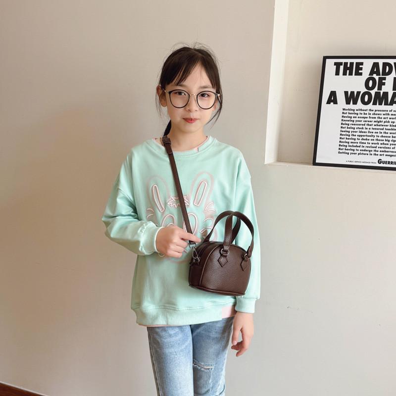 Solid Stylish Simple Color Unisex Shoulder Bag Shellshaped Childrens Handbag