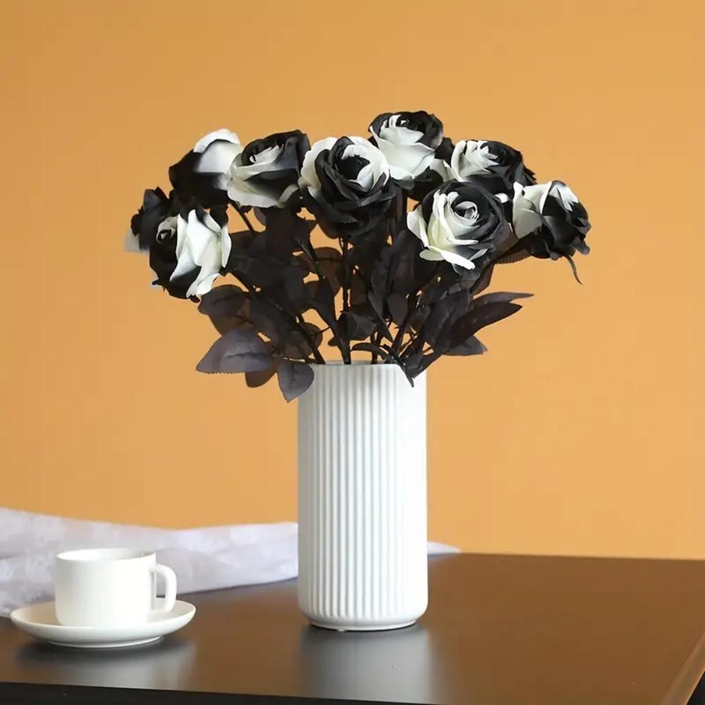 Gothic Halloween Artificial Rose Flowers Soft Silk Simulation Flowers Bridal Wedding Bouquet