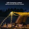 Camping String Lights 4 In 1 Quick Storage 32.8FT Rechargeable Tent Lights String with 8 Lighting Modes Hanging Waterproof Port
