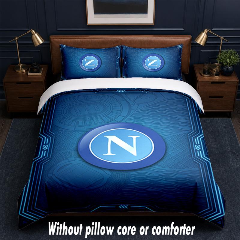 Napoli FC Design Bed Bedding Set 1 Duvet Cover + 2 Pillowcases Soft Breathable Household Bed Linens