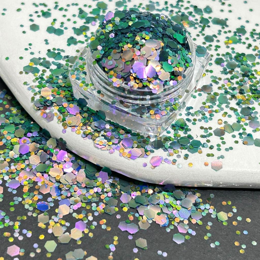 Gradient Matte Hexagon Nail Art Sequins - DIY Laser Glitter Powder Decorations.