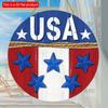 2D Flat 20*20cm1pc USA Flag Theme Red&White&Blue Stripes Star Elements Round Ornament, Patriotic Independence Day Welcome Sign For Wall, Simple