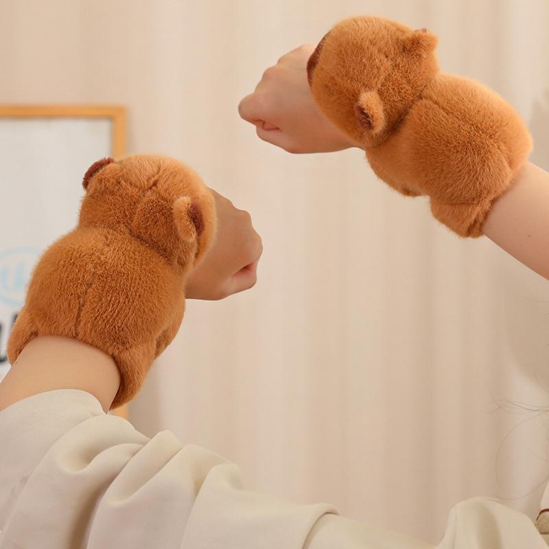 Cute Stuffed Animal Capybara Wristband Plush Doll Playthings Soft Wrist Band Water Dolphin Doll Wrist Snap Ring Plush Entertaining Pop Circle