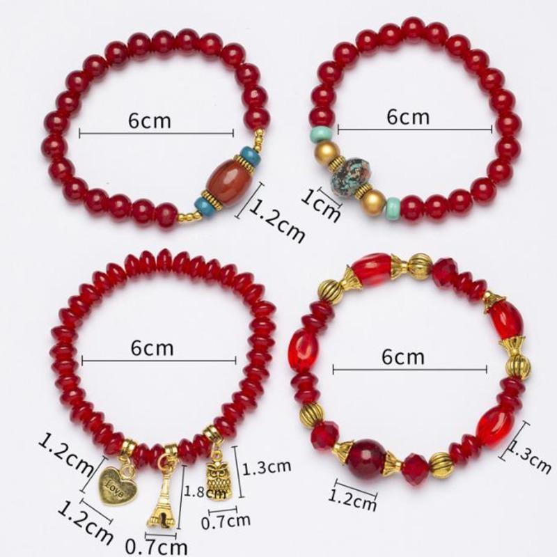 4 шт., комплект браслетов из бисера в богемном стиле с совой для женщин, массивные бусины ручной работы, браслеты-цепочки, женские ювелирные изделия в стиле бохо, подарки