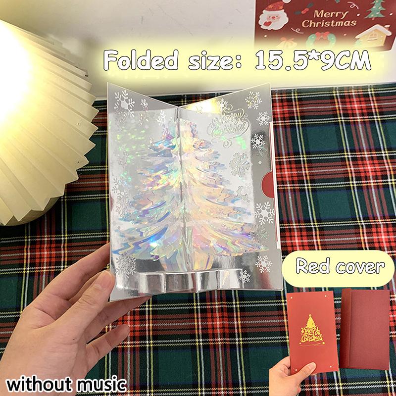 3D Pop Up Рождественская открытка с музыкой Счастливого Рождества Поздравительная открытка Рукописные благословения Пригласительные открытки Подарки на День благодарения