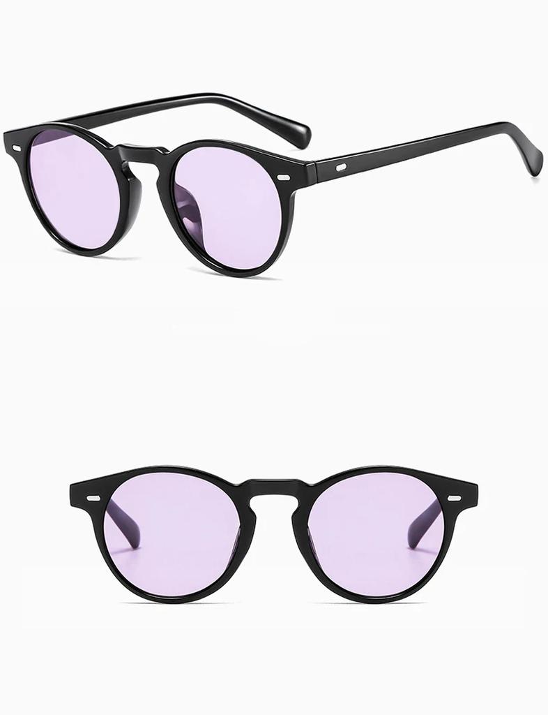 Круглые винтажные солнцезащитные очки для мужчин и женщин, дизайнерские брендовые солнцезащитные очки с заклепками, модные мужские и женские очки с зеркальными линзами цвета океана