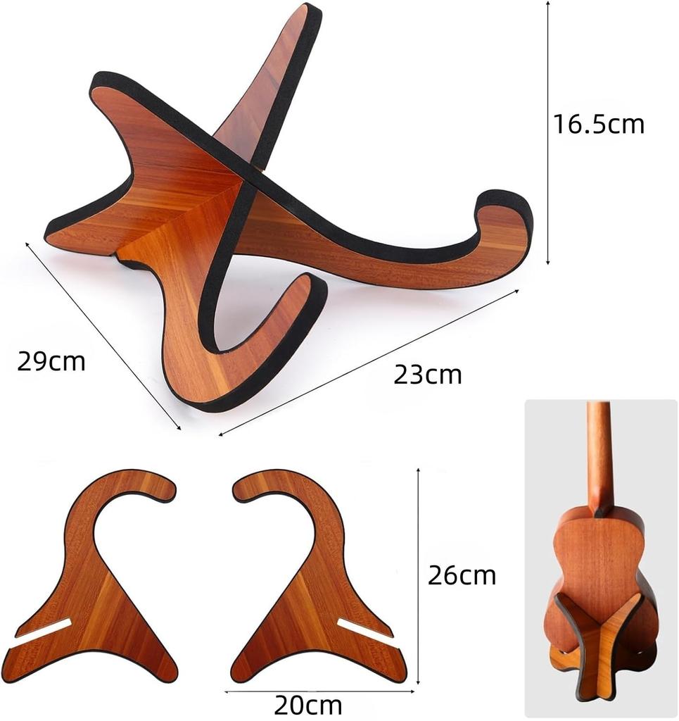 Подставка для гитары Подставка для скрипки Подставка для укулеле Напольная Портативная Деревянная Подставка Универсальная Складная X-образная рама с резиновыми накладками на краях для гитар до 38 дюймов Маленькая