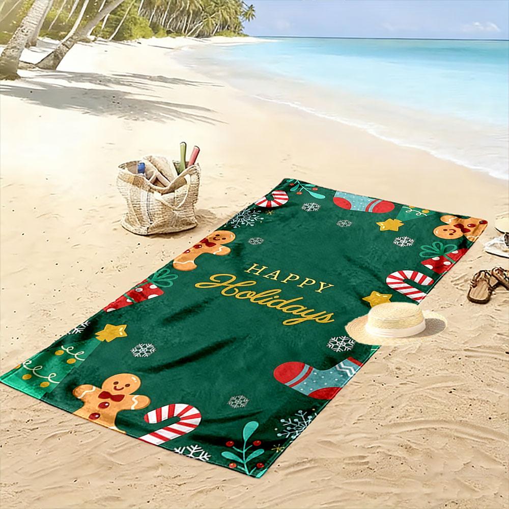 Festive treats and cheer Print beach towel, quick drying, suitable for travel, outdoor sports, jogging, the beach and swimming, gift