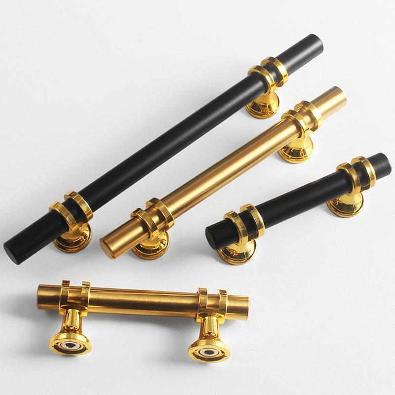 Современные ручки для шкафов из черного золота - прочные ручки для ящиков кухонной мебели с материалом из цинкового сплава