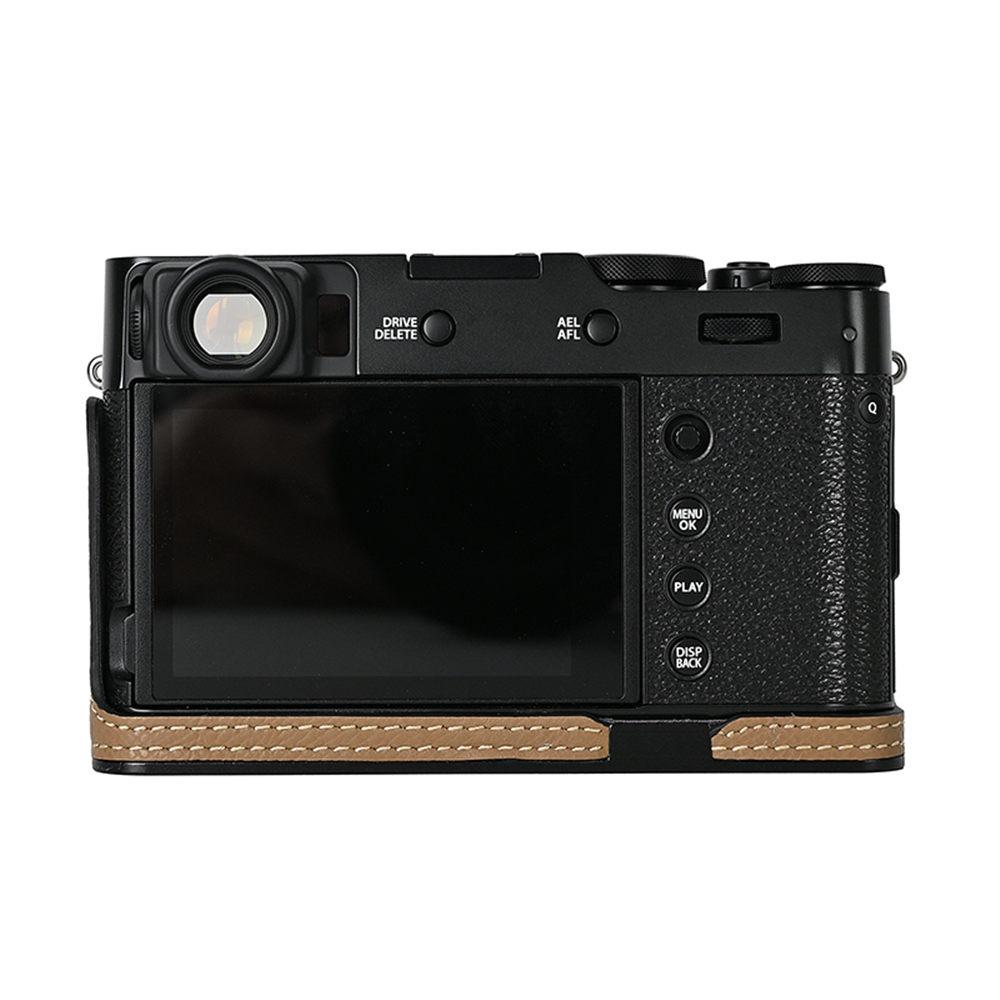 Aluminum Metal Camera Bag Genuine Leather Half Body Case For Fujifilm X100V Fuji X100v Battery Opening Bottom Cover