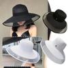Summer Large Sun Shading And Sun Hat, Fashionable Vacation Beach Mesh And Straw Woven Patchwork Sun Hat
